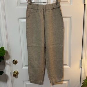 La Petite Alice Billie Linen Pants In Natural Size Large NWOT